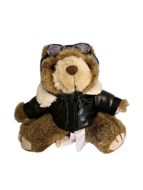 Vintage Green Pond Group Plush Stuffed Aviator Pilot Bear 6" Tall  READ